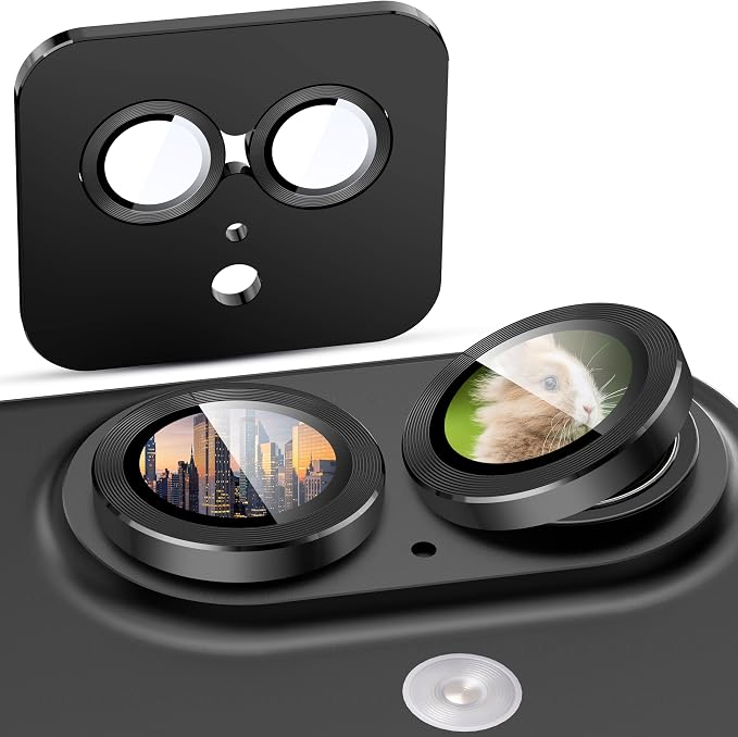 Suoman 2-Pack for iPhone 17 Camera Lens Protector, [CD Lines] [Strong-Adhesion] Metal Texture Style Tempered Glass Camera Lens Cover [with Auto Alignment Tool Kit] -Black by Suoman
