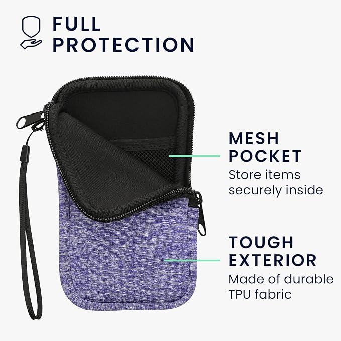 kwmobile Universal Phone Pouch Size M - 5.5" - Neoprene Smartphone Pouch with Zip - Water-Repellent Mobile Phone Case - Sleeve in Denim/White - Image 3