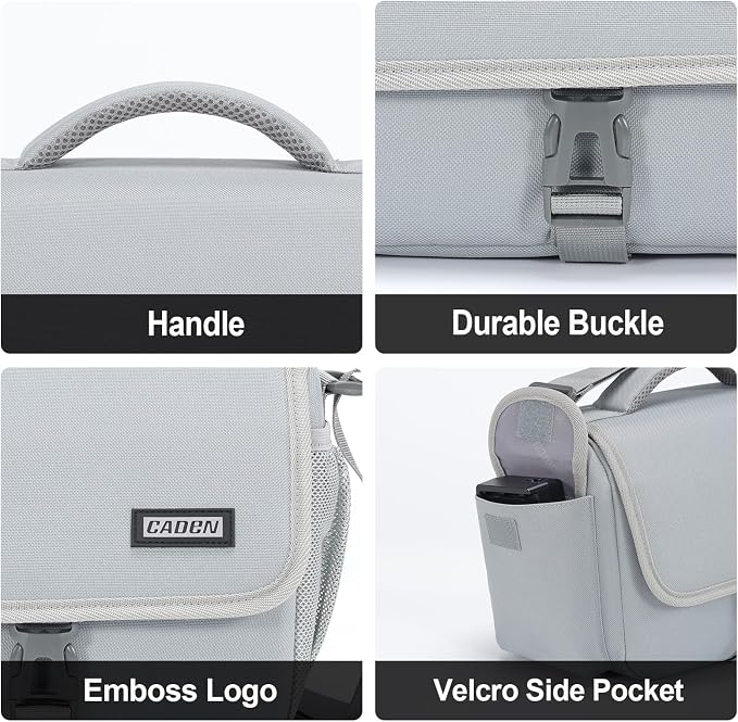 CADeN Camera Bag Case Shoulder Crossbody Bag Compatible for Nikon, Canon, Sony, DSLR SLR Mirrorless Cameras and Lenses (1.0 Grey, Small) - Image 9