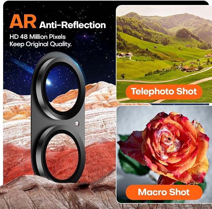for iPhone 16/16 Plus/iPhone 17 Camera Lens Protector- Black | Aluminum Alloy, Tempered Glass Camera Cover, Nano Reinforced Adhesive, Accessories, Anti-Drop, Anti-Scratch, Case Friendly - Image 4