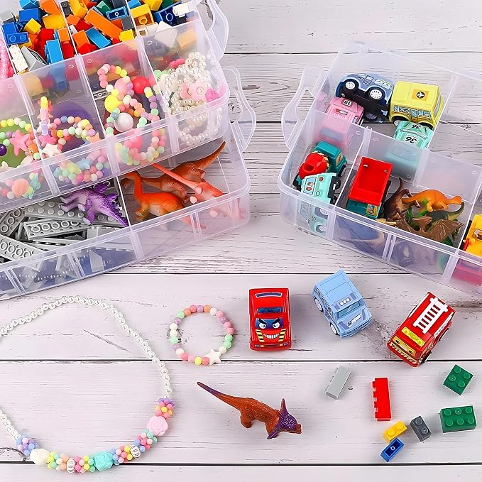 Bead Organizer 3 Tier 30 grid Stackable Craft Tackle Storage Container | Stackable 3-Tier Design, 30 Compartments, for Beads Washi Tape Toys Jewelry Beauty and Sewing Supplies - Image 6