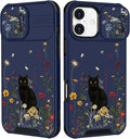 for iPhone 16 Plus Case - Women Cute Phone Cover Girly Pretty Fancy Unique Aesthetic Design Slide Camera Cover Protective Case for Apple for iPhone 16 Plus,Black Cat by Goocrux