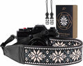 Padwa Lifestyle Camera Strap - 2" Full Grain Leather Ends Camera Straps for Photographers, Vintage Embroidered Cotton Weave Soft Strap Quick Release fits All Cameras by PadwaLifestyleCameraStrap