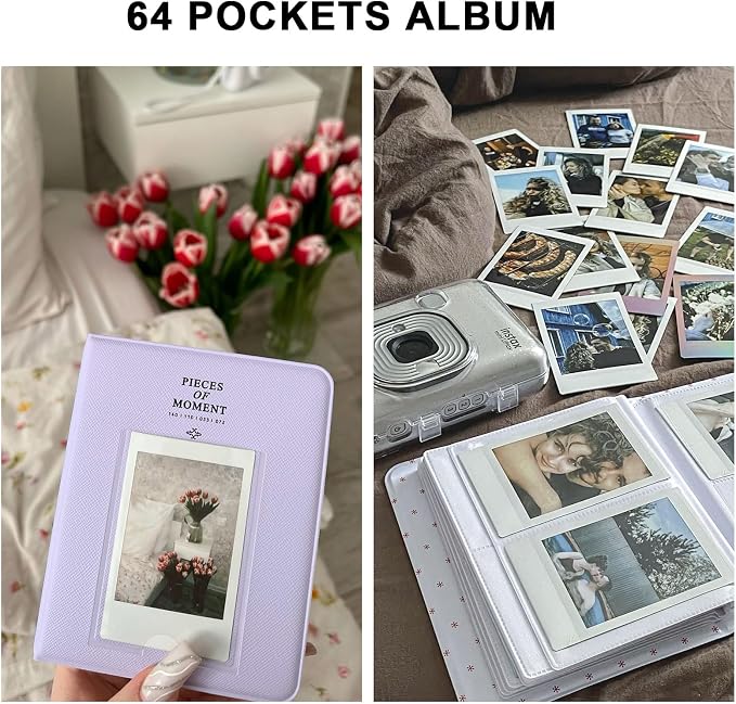 Mini Kit for Fujifilm Instax Mini Instant Camera, Blue Pink Pastel | Fits for Instax Mini 13/12/11/41/SE/EVO Camera, Universal Mini Camera Bag, with 64 Photo Album, DIY Stickers, No Camera - Image 5