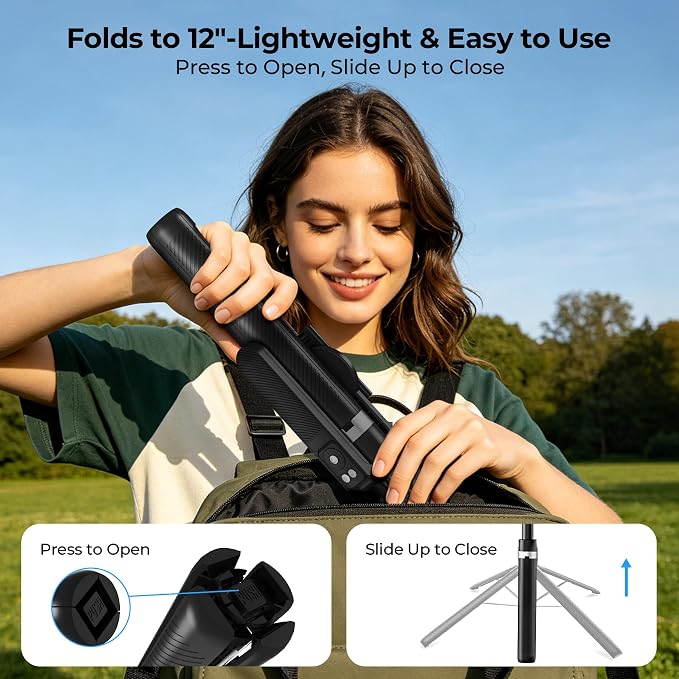 Content Creator Essentials Vlogging Kit, Magnetic Tripod & 2 Lights 2 Mics | 68" Magnetic Tripod for iPhone MagSafe/Android with Remote & 2 in 1 Magnetic Holder for Video Recording/Travel/Vlogging - Image 8