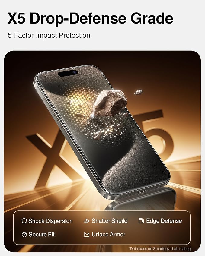 SMARTDEVIL 2 Pack Tempered Glass for iPhone 15 Pro Screen Protector | Military-Grade Shatterproof Protection, Crystal Clear, 9H Hardness, Fast & Easy Installation, Scratch Proof, Case Friendly - Image 5