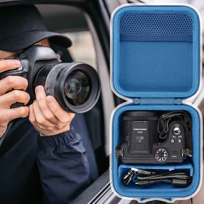Case for KODAK PIXPRO AZ653/AZ401/AZ405/AZ425/AZ528 Digital Camera | Protective Storage Box, Portable Carrying Box, Smooth Zipper, Travel-ready, Shoulder Strap Covenient to Carry, Blue Case - Image 8