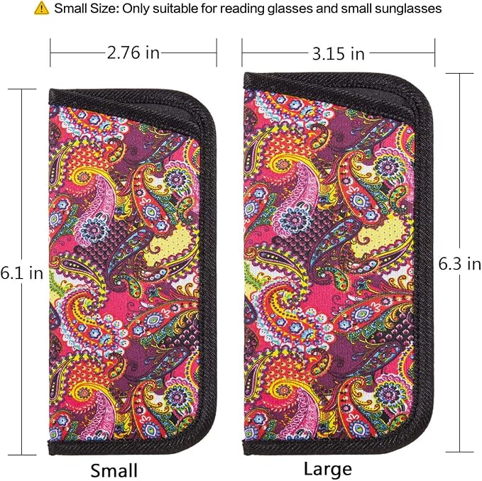 TRIUMPH VISION 3 Pack Reading Glasses Pouch Soft Case Eyeglass Sleeve Slim | Alternative to Bulky Case in bag, Lightweight Lined Padded Protect Optical lens Slip in, Cute Pattern Portable for Daily Use - Image 2