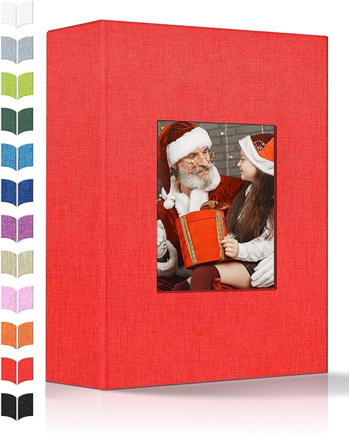 Artfeel Photo Album 4x6 with 100 Pockets,Slip-in Picture Albums,Linen Cover Memory Book with Front Window,White Page Vertical Photo Book for Wedding,Family,Anniversare,Baby,Vacation by Artfeel