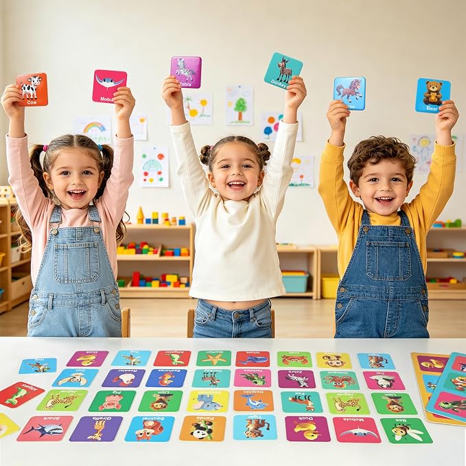 72 PCS Memory Matching Game with Dice | Animal Memory Board Game | Vegetable Link Print---comes with Storage Case, Memory Cards Concentration Game for Ages 3 and Up - Image 8