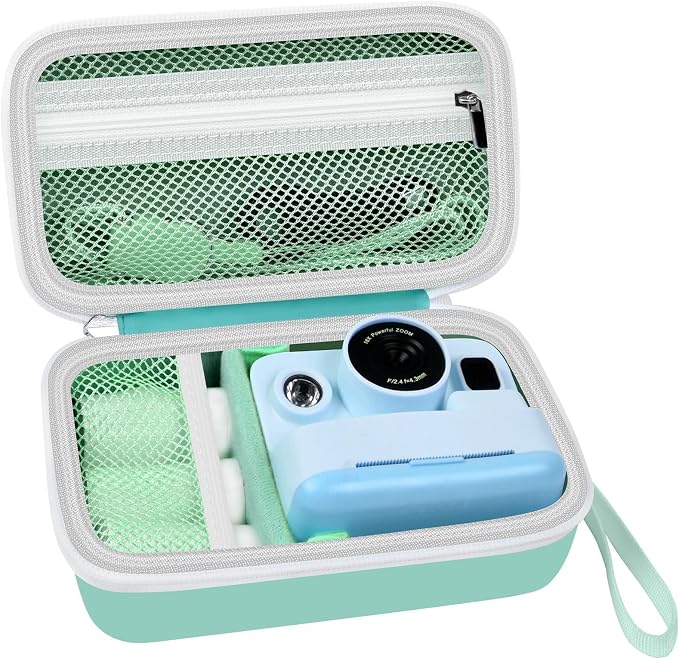 Kids Instant Print Camera Case for DYLANTO for ESOXOFFORE Cameras | Portable Digital Camera Case Organizer for ETIKEZ for YTETCN for DUDUDRAGON with Pocket for Accessories (Box Only)-Mint Green by Grapsa