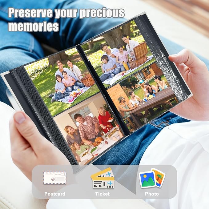 Photo Album 4x6 200 Pockets for Wedding Gifts,Linen Hardcover Picture Albums for Family Anniversary Baby Vacation Pictures - Image 3