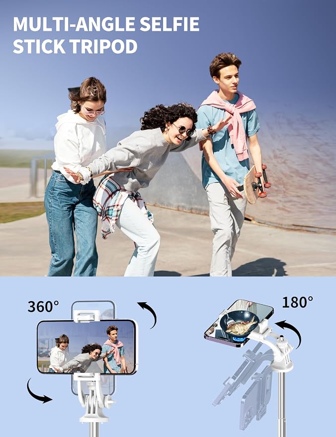 71" Selfie Stick, Smartphone Tripod Stand All-in-1 with Remote, Travel Tripod for iPhone, Extendable Cell Phone Tripods for Selfie/Video Recording/Photo/Live Stream/Vlog - Image 5