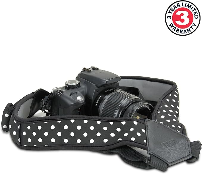 USA Gear DSLR Camera Strap Chest Harness with Quick Release Buckles, Polka Dot Neoprene Pattern and Accessory Pockets - Compatible with Canon, Nikon, Sony Point and Shoot and Mirrorless Cameras - Image 8