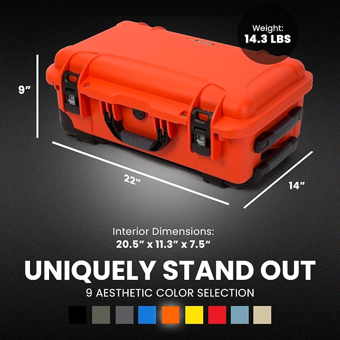 NANUK 935 Hard Case for Camera & Lenses with Padded Divider – Waterproof Equipment Case with Wheels, 22” x 14” x 9” – Dustproof, Impact Resistant, Carry-On Approved for Most Airlines – Orange | 22' x 14' x 9' - Dustproof, Padded Divider - Waterproof Eq... - Image 6