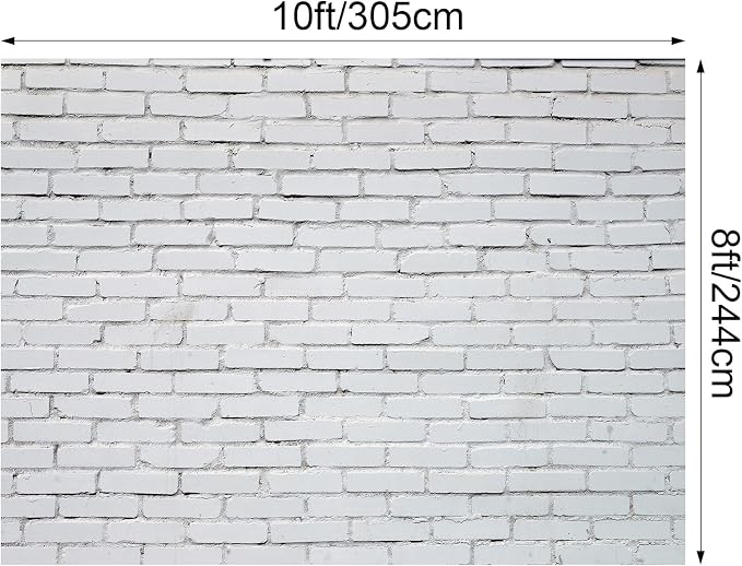 10 x 8ft White Brick Wall Backdrop Fabric Brick Photo Background | Large Polyester Brick Backdrop Cover for Photoshoot Home Fireplace Decoration, Newborn Birthday Party Decor - Image 2