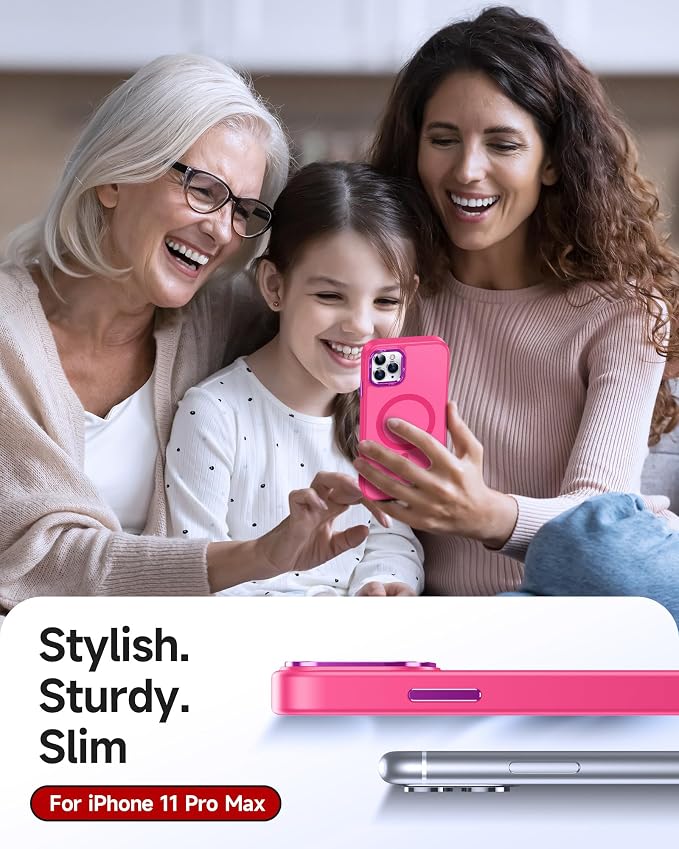 LeYi for iPhone-11-Pro-Max Cases Pink with Screen Protector X2 + Camera Cover X2[ MagSafe Compatible] Magnetic Military Grade Protective Slim Phone Case for iPhone 11promax i Phone 11pro max,Hot Pink - Image 6