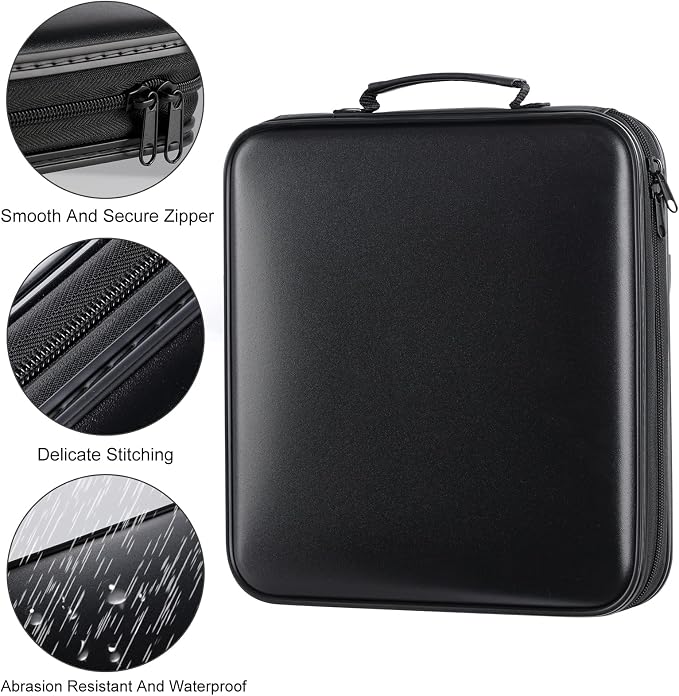 DVD Storage CD Case Holder: 160 Capacity CD Sleeves Black Disc Cases Binder for Car - CD Hard Organizer Box - Large DVD Wallet for Movie/Music/Game & Portable CD Book - Image 3