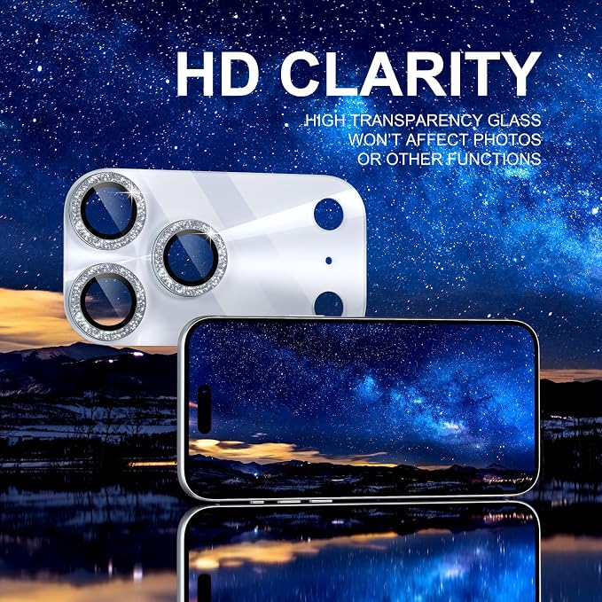 Choiche for iPhone 17 Pro Max Camera Lens Protector, Light-Silver | Bling Metal Camera Cover with 9H Tempered Glass Lens Screen Protector Accessories, Strong Adsorption, Case-Friendly, 6.9-inch - Image 6