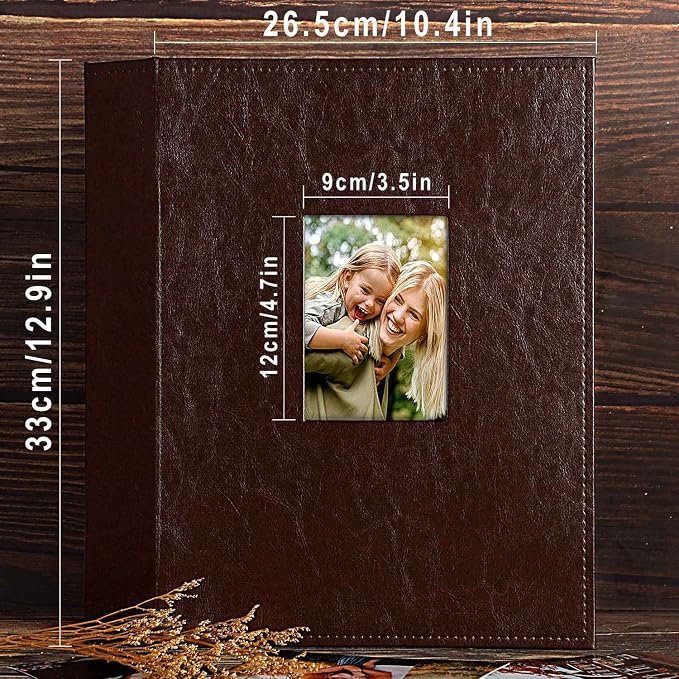 Ywlake Photo Album 4x6 400 Pockets, Leather Photo Albums Holds 400 Vertical Pictures Only Brown - Image 4