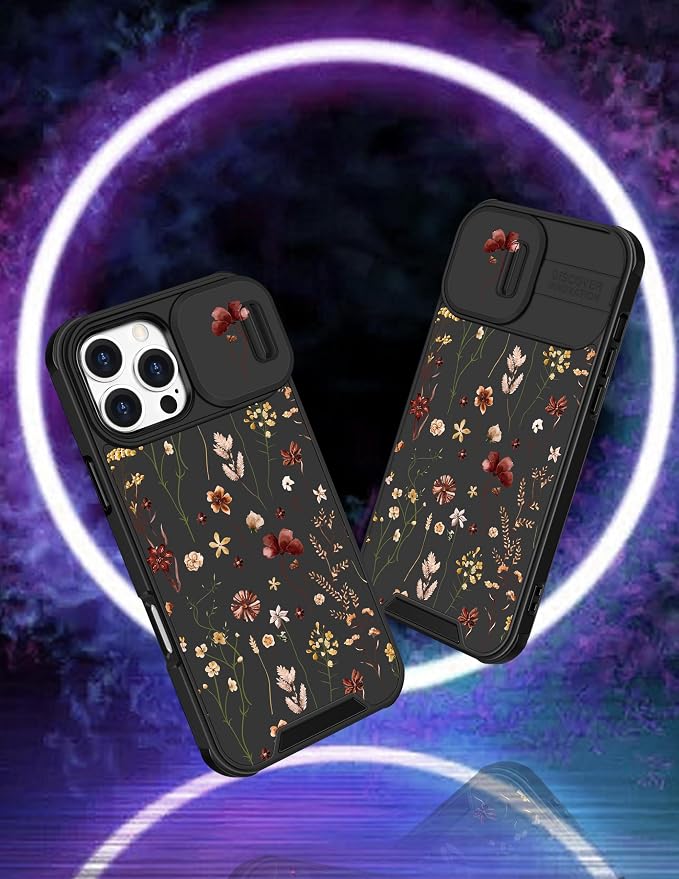 for iPhone 16 Pro Max Case - Women Cute Phone Cover Girly Pretty Unique Aesthetic Design Slide Camera Cover Protective Case for Apple for iPhone 16 Pro Max,Flowers Floral - Image 4