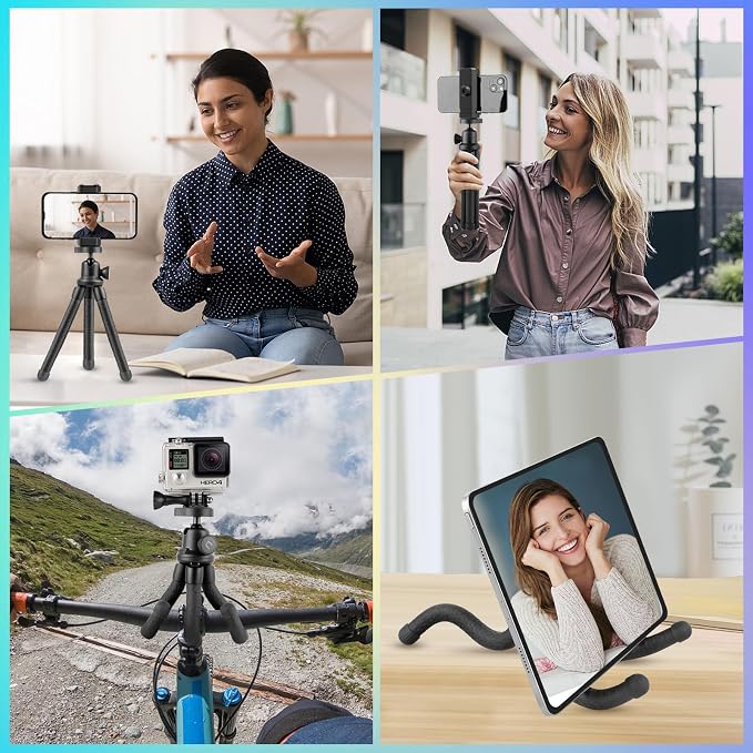UBeesize Phone Tripod, UBeesize 12 Inch Flexible Cell Phone Tripod Stand Holder with Wireless Remote Shutter & Universal Phone Mount, Compatible with Smartphone/DSLR/GoPro Camera - Image 5