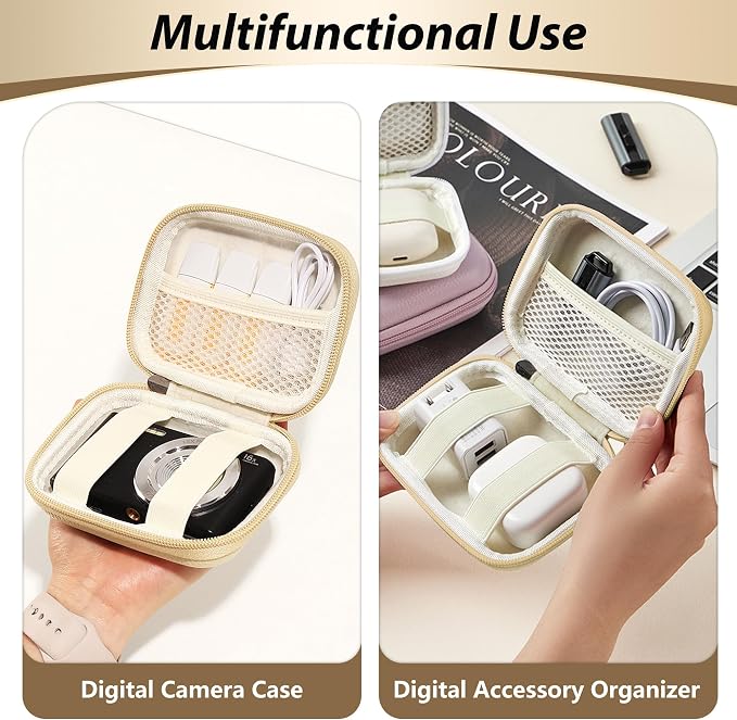 Digital Camera Case for KODAK PIXPRO FZ55/FZ45, Case Only,Light Khaki | Fits CAMKORY DC403 and Canon PowerShot ELPH 360 HS Compact Digital Cameras, Small Hard Shell Camera Pouch with Mesh Pocket - Image 7