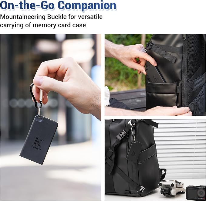 Pop-up Small Memory Card Case Holder for 2 SD SDHC SDXC Cards & 4 TF MicroSD MSD Cards with Carabiner, Portable Anti-Shock Splash-Proof Micro SD Card Case Storage Protector Organizer Keeper Container - Image 6