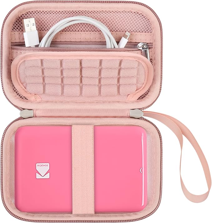 Hard Carrying Case for Kodak Step Instant Smartphone Photo Printer - Portable Mini Color Wireless Mobile Printer, Zipper Mesh Pocket for USB Cable, Photo Paper, Rose Gold by Supmay