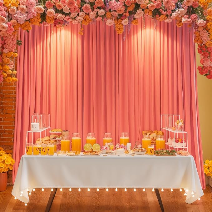 10x10 Orange Backdrop Curtain for Parties Wrinkle Free Orange Photo Curtains Backdrop Drapes Fabric Decoration for Wedding Birthday Party Baby Shower 5ft x 10ft,2 Panels - Image 9