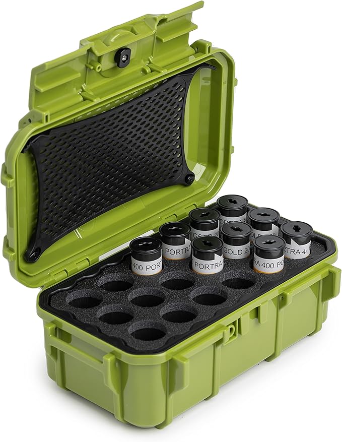 Evergreen 120mm Film Storage Case | Holds 18 Rolls of Medium Format Film | Waterproof, Crushproof, & Freezer Safe (Green) by EvergreenCases