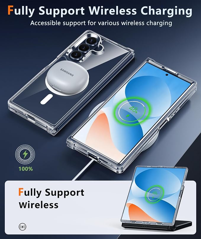 FNTCASE for Samsung Galaxy Z Fold 8 Ultra / Z Fold 7 Case, Fit for Magsafe | Screen Protector, Clear Anti Yellowing, 18FT Military Grade Drop Protection, Shockproof Protective Phone Cover, Transparent - Image 6