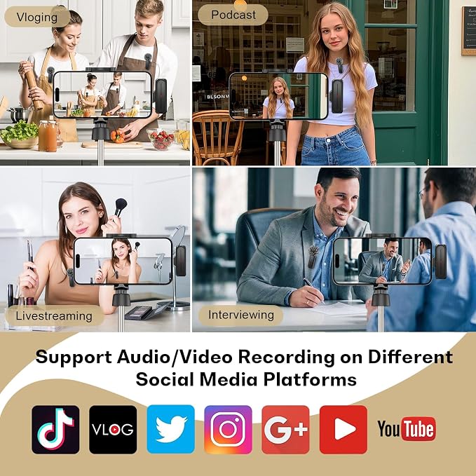 MAYBESTA Wireless Mini Microphone for iPhone Android Phone - Bluetooth Lapel Microphones with Charging Case for Video Recording - 2 Clip on Content Creator Mics for Tiktok YouTube Vlog - Image 6