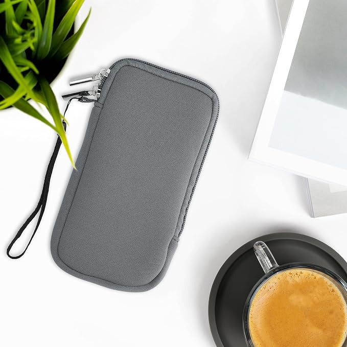 kwmobile Universal Phone Pouch Size XL - 6.7/6.8" - Neoprene Smartphone Pouch with Zip - Water-Repellent Mobile Phone Case - Sleeve in Stone Dust - Image 2