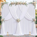 32ftx10ft Wrinkle Free White Backdrop Curtain - 10 Feet Photography Backdrop Drapes, Silky Polyester Back Drop Cloth for Wedding Baby Shower Balloon Arch Background by Unknown
