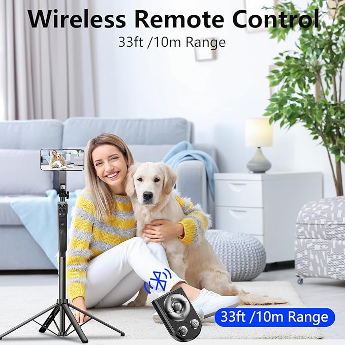 Auto Face Tracking Tripod for iPhone with Light, No APP Needed 70.9" Tripod | iPhone Stand for Video Recording, Selfie Stick Tripod Follows Your Movement with Remote for Content Creator Vlog Live - Image 5