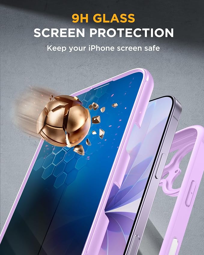 Miracase for iPhone 17 Case with Privacy Screen Protector, Taro Purple | Compatible with MagSafe, 360° Full Body Protection, Full Camera Protection, Military-Grade Shockproof Phone Case 6.3" - Image 4