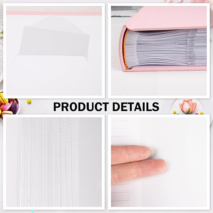 Aevdor 8x10 Photo Album, 100 Pockets, Linen Cover, Writing Space, Pink | Fits 8x10 Photos, Graphic Designs, Watercolors and Drawings, Doubles as an Art Portfolio - Image 6