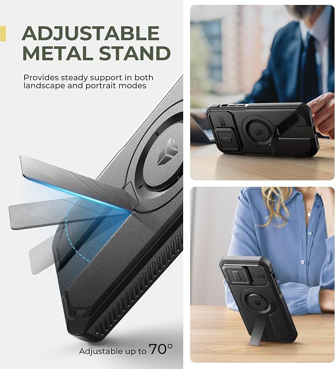 Dexnor for iPhone 14 Pro Max Case with Slide Camera Cover & Adjustable Kickstand, Compatible with MagSafe, Rugged Shockproof Bumper Cases Heavy-Duty Magnetic Protective Cover,6.7 inch,Black - Image 5