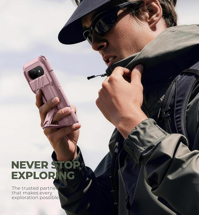 Dexnor for Google Pixel 10a Case with Slide Camera Cover & 2 Front Frames & Built-in Screen Protector & Kickstand,Full-Body Shockproof Protective Cover Heavy-Duty Rugged Bumper Cases,Peony Pink(2026) - Image 7