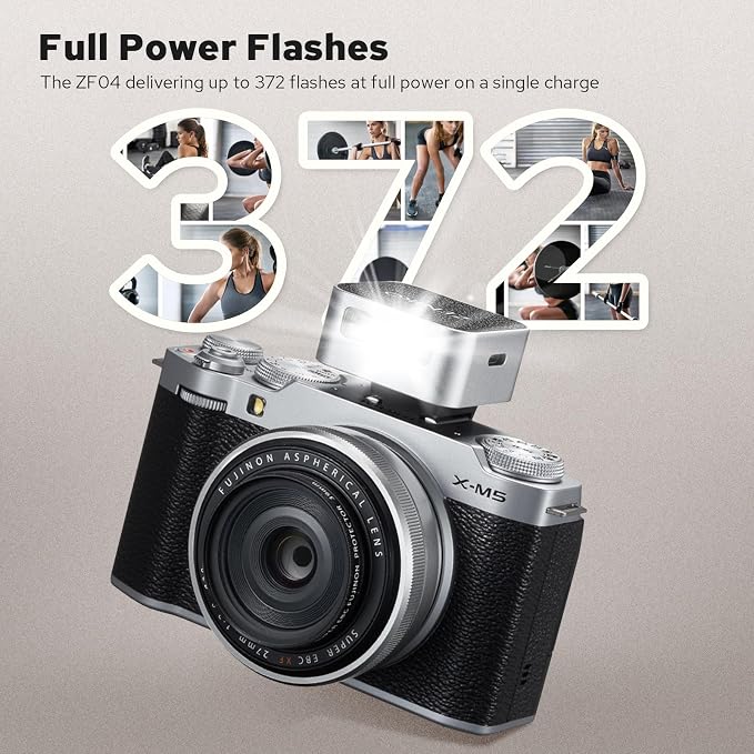 ZENIKO ZF04 Mini Flash,Manual Speedlite for Single Hot Shoe Cameras(Silver) | 20g compact flash,dual power,372 flashes,1/200s sync,metal shell,ideal for portrait vlog street macro indoor shooting - Image 5