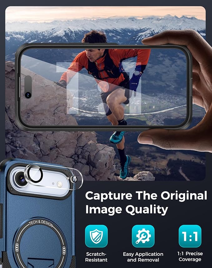 Goton 3 in 1 for iPhone Air Case with Privacy Screen Protector Blue | Glass Camera Lens Protector,Compatible for MagSafe,Invisible Kickstand, Shockproof Phone Cover for iPhone 17air - Image 7