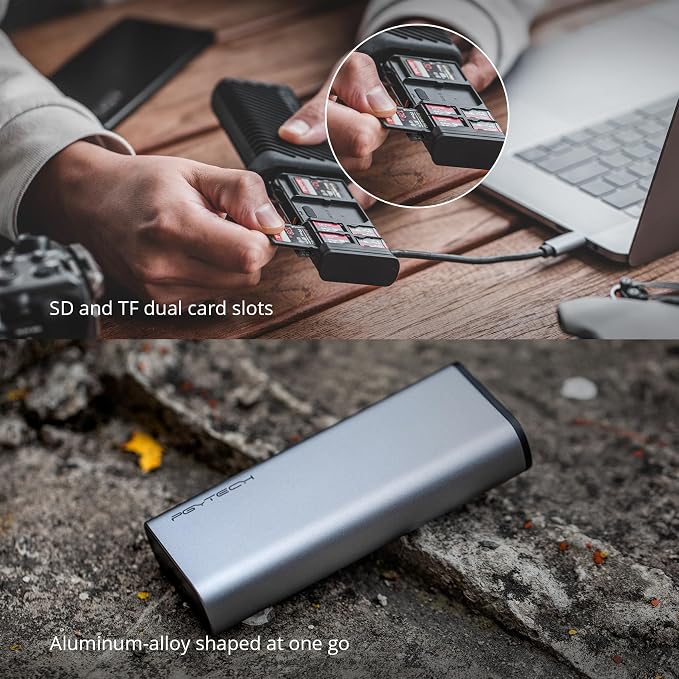PGYTECH UHS-II SD4.0/Micro SD Card Reader Holder TF Memory Card Reader Case | CreateMate High-Speed 2-in-1 USB 3.1 Type-C for Camera/Phone/Drone/Action Camera, Plug & Play (Black, for SD/Micro SD) - Image 5