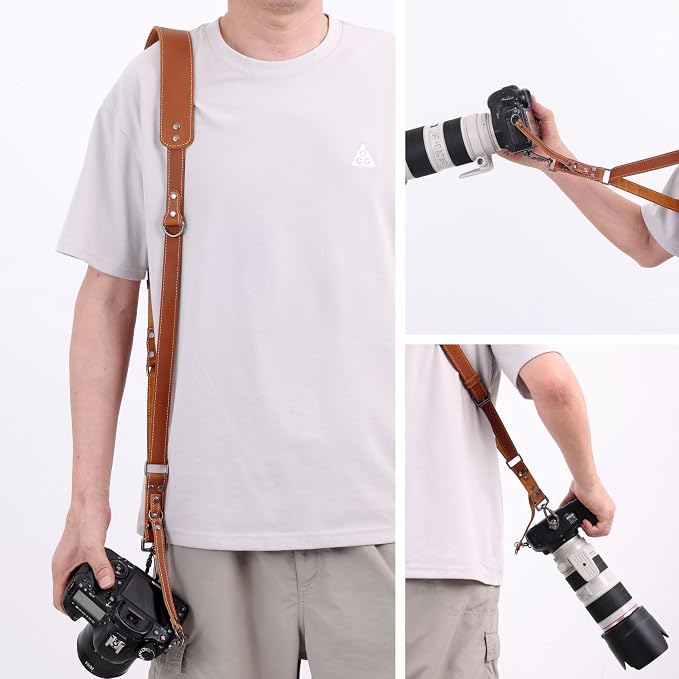 Padwa Lifestyle Tan Single Camera Harness Strap for One Camera - Professional Single Full Grain Leather Camera Harness,Quick Release Gear DSLR Camera Straps for Photographers - Image 7