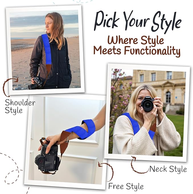 Art Tribute Camera Strap - Shoulder, Crossbody & Neck Camera Strap for Photographers, Fits All Cameras, Canon Nikon Sony Fujifilm, Padded Strap W/Quick Release, Embroidered Cotton & Leather Ends - Image 6