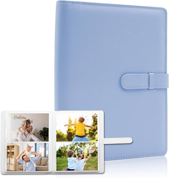 Small Photo Album 4x6 with 152 Pockets Mini Picture Book Leather Cover Portable Wallet Photo Storage for Family Graduation Wedding Travel Gift (Blue) by Ablus