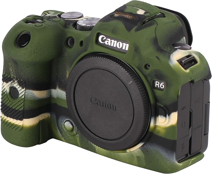 Camera Case for Canon R6 R6II - Silicone Protective DSLR Skin Cover, Detachable Cage, Shockproof, Dustproof (Camouflage) - Image 7