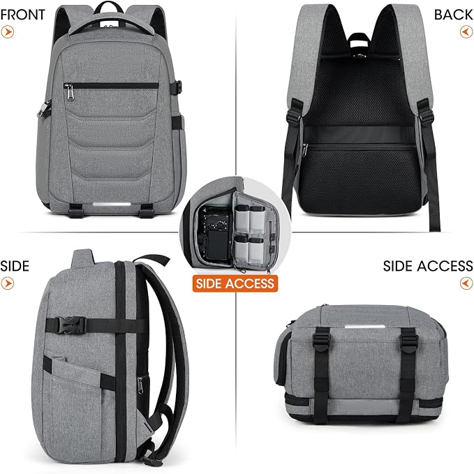 SDYSM Camera Bag Backpack Professional for DSLR SLR Mirrorless Camera | 14 Inch Waterproof Camera Laptop Backpack with Rain Cover Anti Theft Travel Case Large Capacity Photography Backpack, Grey - Image 8