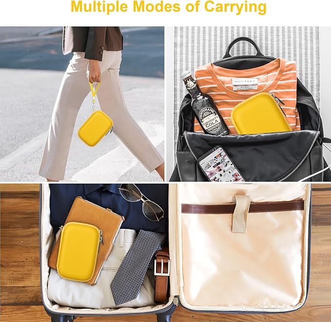 Canboc Carrying Case for CHUZHAO Vintage Mini Digital Camera, Yellow | Portable TLR Style Retro Camera Bag, Mesh Pocket fits USB Cable, SD Card, Case Only - Image 3
