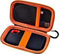 SSD Case for SanDisk Extreme Portable SSD & Extreme PRO, Hard Shell Protective Storage Bag with Carabiner, Fits 1TB 2TB 4TB 8TB External Solid State Drive for Business Travel(Orange) | Elastic Strap Secures the SSD, Mesh Pocket Organizes Cables, Carabi... by paiyule